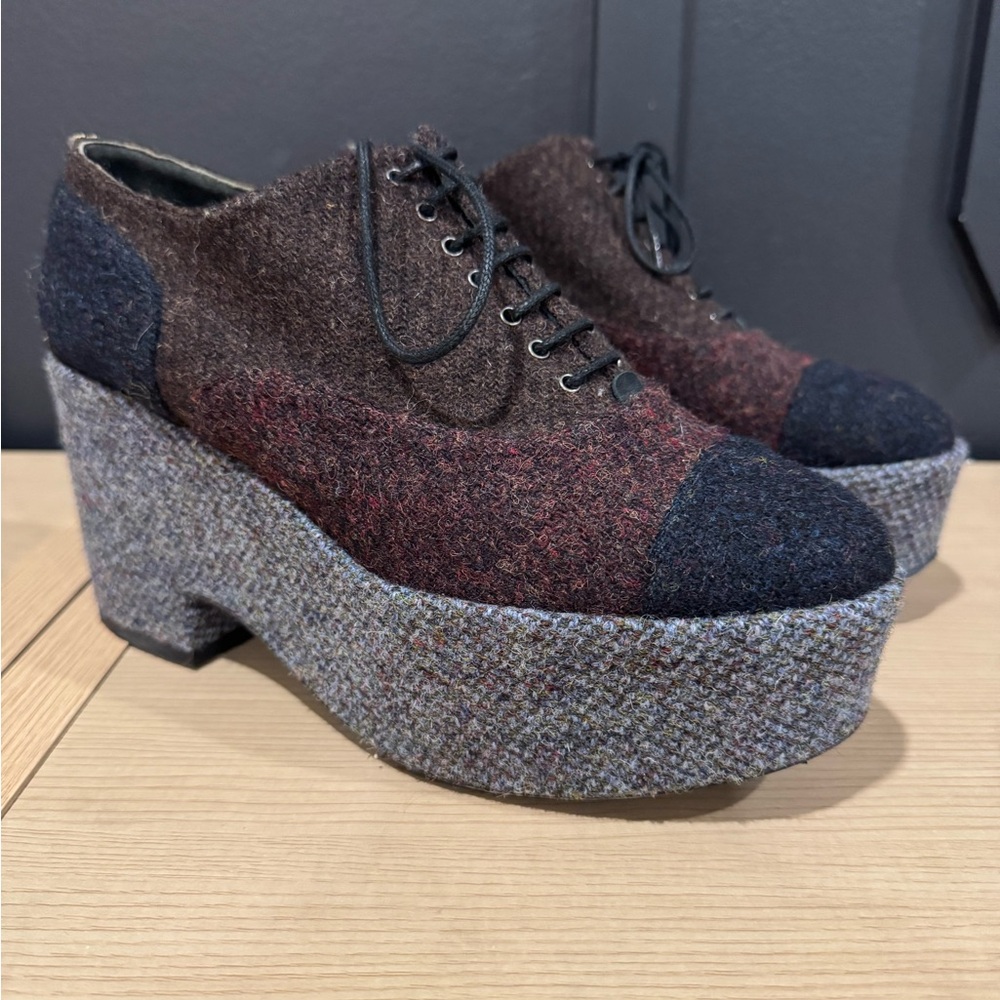 CHANEL Brown and Gray Ankle Boots